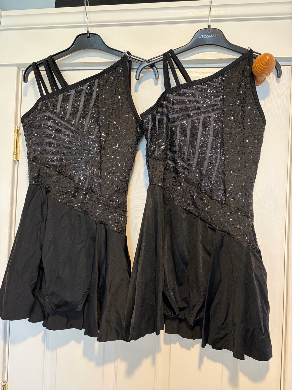 Weissman/Curtain Call Black Sequin One-Shoulder Dance Costume J5429
